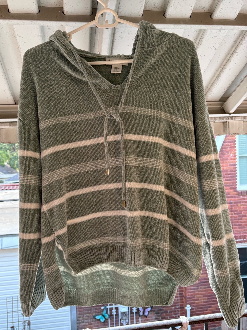 Rachel Zoe oversized Cozy Hooded Stripe Sweater - Green
